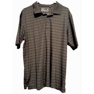 Cutter & Buck Polo Shirt SZ Large Gray w Stripes Golf CB DryTec LUXE Sport Mens